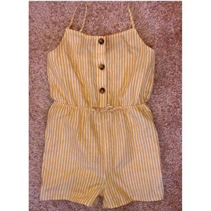 Girls Elastic Waist Striped Slip Romper